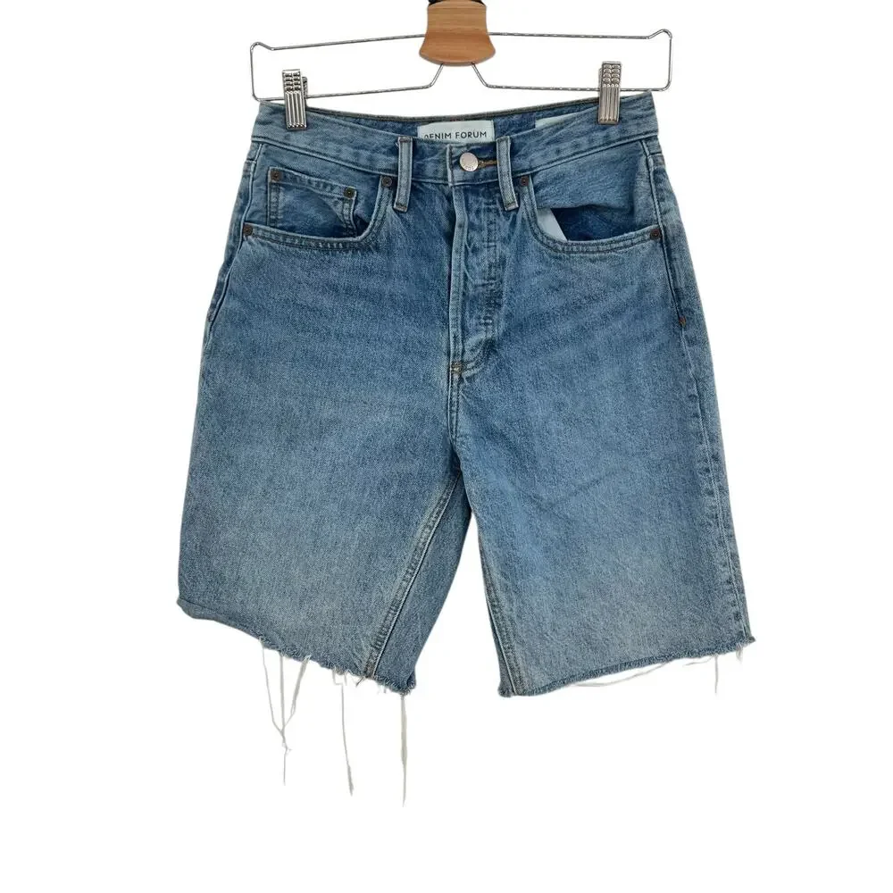 Aritzia Denim Forum The‎ Joni Loose Long Short High Rise Denim Blue Size 25